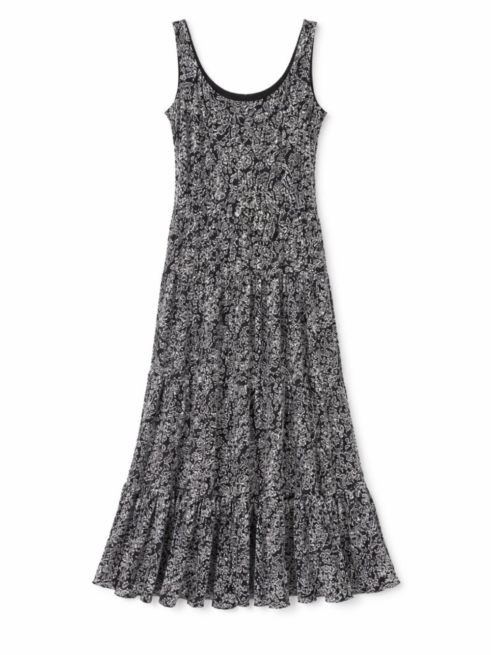 Jones‎ New York Tiered Maxi Dress Navy White Boho Fringe Summer Dress 10